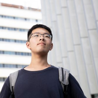 Bowen Foundation Studies Standard Plus (Commerce) student from China in front of building
