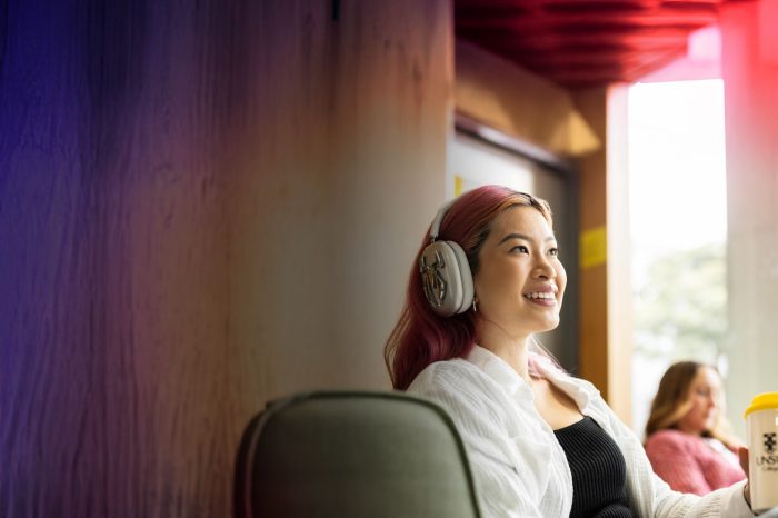 Student with headphones